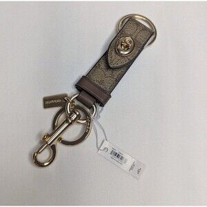 Coach Trigger Snap Bag Charm, Valet Key Fob - Gold, Khaki
